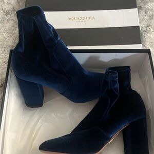 Aquazzarra blue velvet boots